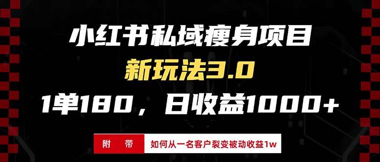 小红书瘦身项目3.0模式，新手小白日赚收益1000+（附从一名客户裂变收益…-丛零网创