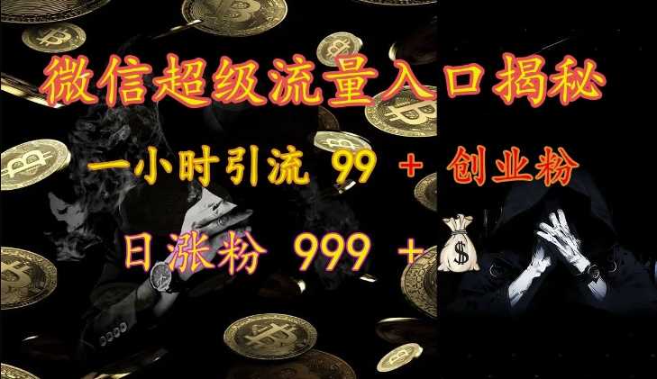 微信超级流量入口揭秘：一小时引流 99 + 创业粉，日涨粉 999 +-丛零网创