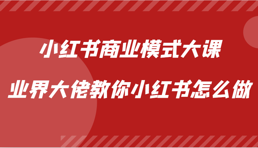 小红书商业模式大课，业界大佬教你小红书怎么做【视频课】-丛零网创