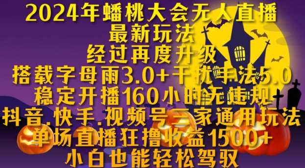 2024年蟠桃大会无人直播最新玩法，稳定开播160小时无违规，抖音、快手、视频号三家通用玩法【揭秘】-丛零网创