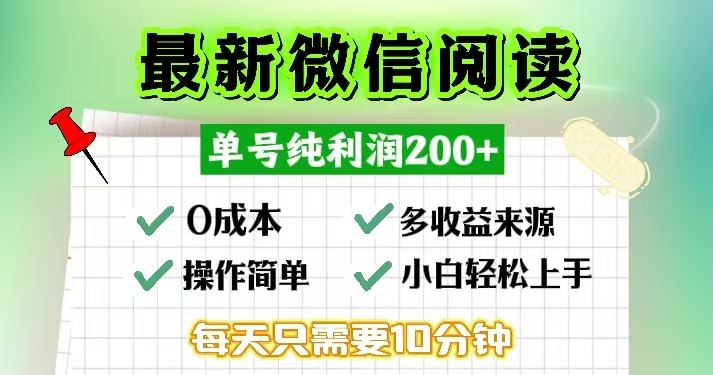 微信阅读最新玩法，每天十分钟，单号一天200+，简单0零成本，当日提现-丛零网创