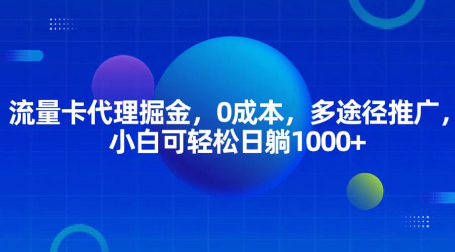 流量卡代理掘金，0成本，多途径推广，小白可轻松日躺1000+-丛零网创