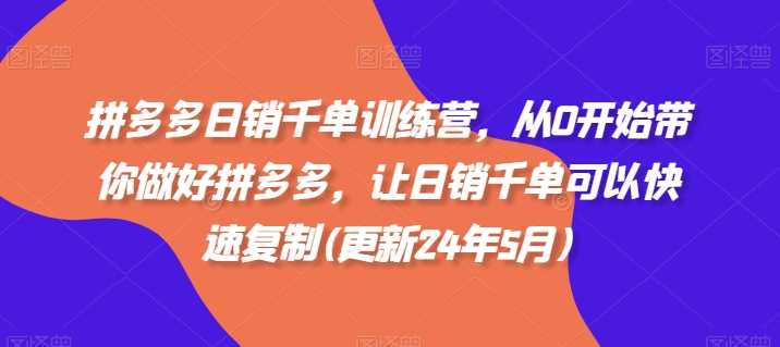 拼多多日销千单训练营，从0开始带你做好拼多多，让日销千单可以快速复制(更新24年10月)-丛零网创