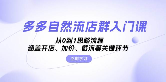 多多自然流店群入门课，从0到1思路流程，涵盖开店、加价、截流等关键环节-丛零网创