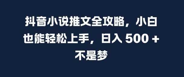 抖音小说推文全攻略，小白也能轻松上手，日入 5张+ 不是梦【揭秘】-丛零网创