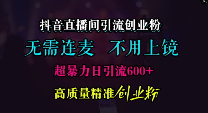 抖音直播间引流创业粉，无需连麦、无需上镜，超暴力日引流600+高质量精准创业粉【揭秘】-丛零网创